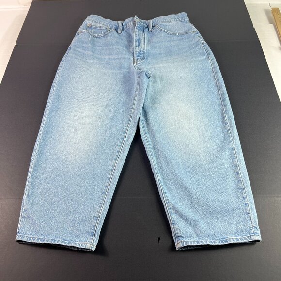 Madewell Jean Women 33x22* Balloon Baggy High Rise Crop Light Blue Denim Tag 31P - Picture 1 of 16